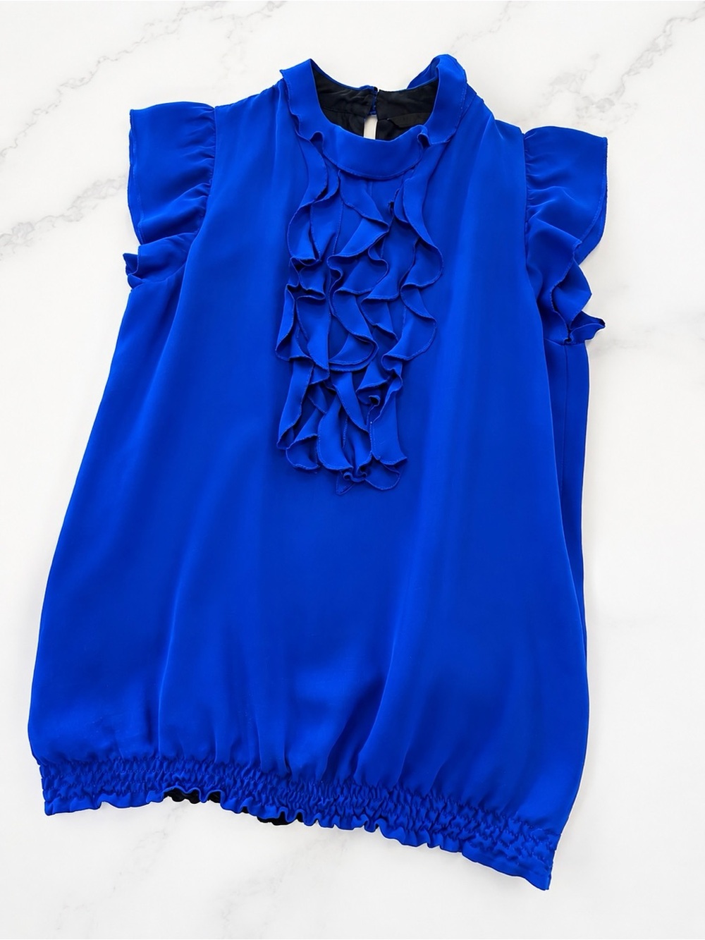 Liquid Ruffled Blouse - Cobalt Blue